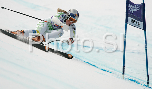 Winner Lindsey Vonn of USA skiing in Women Super-G race of Tarvisio Audi FIS Ski World Cup 2008-09. Downhill race of Women Audi FIS Ski World Cup 2008-09 was held in Tarvisio, Italy on Sunday, 22nd of February 2009.
