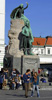 People are enjoying sunny and warm spring day in middle of Slovene capital city Ljubjana, Slovenia.
