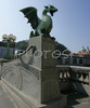 Dragon Bridge leading road over Ljubljanica river in middle of Slovene capital city Ljubjana, Slovenia.
