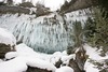 After longer periode of extremly cold weather, where temperatures in last week were way below -20 degres of Celsius, waterfall Pericnik turned into numerous big icicles. Short, little bit warmer period with temperatures between 0 and -5 degrees of Celsius some of icicles started to break and fall off the wall, making stay under frozen waterfall dangerous doings.
