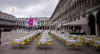 Empty restaurants chairs are waiting for people to come on Piazza San Marco during early morning hours. Piazza San Marco (often known in English as St Mark Square), is the principal public square of Venice, Italy, where it is generally known just as the Piazza. All other urban spaces in the city (except the Piazzetta and the Piazzale Roma) are called campi (fields). The Piazzetta (the little Piazza) is an extension of the Piazza towards the lagoon in its south east corner (See plan). The two spaces together form the social, religious and political centre of Venice and are commonly considered together.
