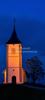 Church of Saints Primus and Felician in Jamnik, Slovenia on late evening of 26th of May 2010, when sun was setting down behind plateu of Jelovica. Church is build on hill overlooking most of the northern part of the Ljubljana Basin with the Julian Alps as a backdrop towards the northwest and the Kamnik Alps towards the east.
