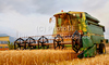 Wheat is being harvested on hot sunny summer afternoon of 19th of July 2010 on fields near Kranj, Slovenia.
