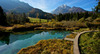 Zelenci is a spring and nature reserve near village of Kranjska Gora, Slovenia. Zelenci sprin is source of Sava river. <br> At Zelenci, water from the underground stream Nadiza emerges through the porous bottom of 2 meter deep lake, whose waters are noted for their deep, brilliant green. The spring and its surrounding area are named after this color, as zelen meaning green in Slovene.
