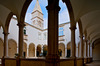 Monastery cloister in Piran. Piran is large museum with the medieval architecture and rich culture heritage. Narrow streets and tight houses give special charm to the town. In the past, the primary occupations were linked with the sea and the soil, and the production of salt in Secovlje, Strunjan, and Lucija placed its stamp on the economics of the past. With its favourable Mediterranean climate, the interior of the municipality offered suitable conditions for the production of vegetables, wine, and olives products for which the municipality is still famous today. 
