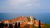 View to city of Piran, Slovenia, from walls above city. The city resembles a large open-air museum, with medieval architecture and a rich cultural heritage. Narrow streets and compact houses give the town its special charm.
