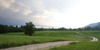 Fields near Preddvor, Slovenia, on summer evening of 13th June 2014,  with stormy sky above them, just after rain storm just passed the area.
