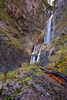 Martuljek stream follows its path through a 500 meters long ravine dropping over the 50 meters high rock face as the Lower Martuljek waterfall onto a 400 meters long but narrow Martuljek canyon carved into lime rock. 
