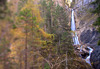 Martuljek stream follows its path through a 500 meters long ravine dropping over the 50 meters high rock face as the Lower Martuljek waterfall onto a 400 meters long but narrow Martuljek canyon carved into lime rock. 
