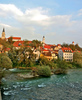Kranj, Slovenia, panoramic view with the Sava river.
