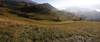 View to village Sorica, Slovenia, on late autumn day of 31st of October 2015.
