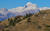 View to Triglav from top of mountain Mozic. Mozic is mountain above Soriska Planina near Sorica, Slovenia, on late autumn day of 31st of October 2015.
