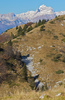 View to Triglav from top of mountain Mozic. Mozic is mountain above Soriska Planina near Sorica, Slovenia, on late autumn day of 31st of October 2015.
