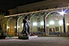 Preserens Monument <br> In the Main square in front of the theatre building decorated by Plecniks arcades is situated bronze statue of the slovene poet Dr. France Preseren. The statue is work of slovene sculptures Francisek Smerdu and Peter Loboda. The monument was erected in the years 1950 - 1952. 
