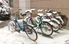 Snow covered bikes in Kranj            
