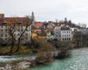 Kranj, Slovenia, panoramic view with the Sava river.
