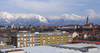 City of Kranj with the KamnikÐSavinja Alps (Kamnisko-Savinjske Alpe) in background. 
