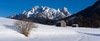 Winter in Toblach, Italy, with view to Dolomites mountains on Monday, 14th of March 2016.
