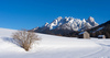 Winter in Toblach, Italy, with view to Dolomites mountains on Monday, 14th of March 2016.
