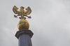 Kranj, the town fountain in the Main Square. The top of the fountain is adorned with a gilded orb and eagle, the symbol of Kranj.
