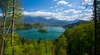 View to Bled lake and island with church on morning of Sunday, 16th of April 2016.
