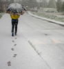 Snowing in Kranj, Slovenia, on 27th of April 2016.
