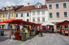 Saturday market in in Main square, (Glavni trg), Kranj, Slovenia
