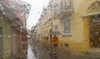 Streets in Kranj, Slovenia, on rainy summer Sunday, 3rd of July 2016.
