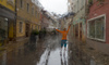 Streets in Kranj, Slovenia, on rainy summer Sunday, 3rd of July 2016.
