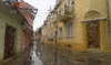 Streets in Kranj, Slovenia, on rainy summer Sunday, 3rd of July 2016.
