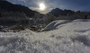 Views to Zelenci spring near Kranjska Gora on sunny morning of Sunday, 15th of January 2017, after snow storm passed Kranjska Gora, Slovenia, and delivered long awaited 30 to 40cm of fresh snow. <br> Zelenci Springs is a nature reserve near the town of Kranjska Gora, in the far northwestern corner of Slovenia. It is the source of the Sava Dolinka River.
