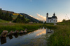 View to Seefeld church located next to little stream just outside of village Seefeld in Tirol, Austria.
