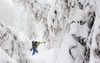 Ski tourers climbing toward mountain summit. Pokljuka and slopes of Visevnik mountain, Slovenia, on morning of 10th of December 2020, after extensive snow fall, which brought more than 1.5m of snow to Julian Alps in less then two days.