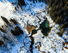 Aerial view to Zelenci wetland near Kranjska Gora in Zgornjesavska region, which are also known as the source of Sava Dolinka river.