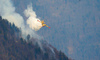 Few 100 firefighters, 4 helicopters and firefighting plane that came to help from Croatia, tried to extinguish forest fire that started in mountains above village Potoce near Preddvor, Slovenia on Monday 28th of March 2022. Their efforts were still continuing on Tuesday, 29th of March 2022.