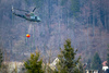 Few 100 firefighters, 4 helicopters and firefighting plane that came to help from Croatia, tried to extinguish forest fire that started in mountains above village Potoce near Preddvor, Slovenia on Monday 28th of March 2022. Their efforts were still continuing on Tuesday, 29th of March 2022.