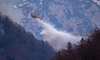 Few 100 firefighters, 4 helicopters and firefighting plane that came to help from Croatia, tried to extinguish forest fire that started in mountains above village Potoce near Preddvor, Slovenia on Monday 28th of March 2022. Their efforts were still continuing on Tuesday, 29th of March 2022.