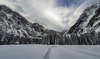 Winter in Planica valley near Kranjska Gora, Slovenia. Winter finally came to Slovenia with heavy snowfall ai middle of January, covering valleys with 10-30cm of snow, while mountains got extra 60 to 80cm deep snow blanket.