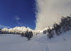 Winter in mountains above Ljubelj pass near Trzic, Slovenia. Winter finally came to Slovenia with heavy snowfall ai middle of January, covering valleys with 10-30cm of snow, while mountains got extra 60 to 80cm deep snow blanket.