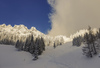 Winter in mountains above Ljubelj pass near Trzic, Slovenia. Winter finally came to Slovenia with heavy snowfall ai middle of January, covering valleys with 10-30cm of snow, while mountains got extra 60 to 80cm deep snow blanket.