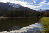 Heavy rain on end of October and beginning of November 2023 flooded multiple grass-fields and meadows near villages of Kranjska Gora and Ratece, Slovenia. Gras fields are turned into lakes and are seen near village of Ratece, Slovenia, on early morning of 12th of November 2023.