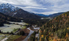 Zelenci wetlands near Kranjska Nora, Slovenia after heavy rainfall on 12th of November 2023. Zelenci are ground source of Sava Dolinka river, where water boils from up to 2 meters deep green lake.