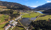 Heavy rain on end of October and beginning of November 2023 flooded multiple grass-fields and meadows near villages of Kranjska Gora and Ratece, Slovenia. Gras fields are turned into lakes and are seen near village of Ratece, Slovenia, on early morning of 12th of November 2023.