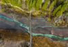 Zelenci wetlands near Kranjska Nora, Slovenia after heavy rainfall on 12th of November 2023. Zelenci are ground source of Sava Dolinka river, where water boils from up to 2 meters deep green lake.