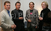 Coach of Slovene B Ski jumping National team Ari Pekka Nikkola (L), director of Slovene Nordic Ski Federation and former Nykanen competitor Primoz Ulaga (2nd from L), main actor of movie Matti, Jasper Paakkonen (2nd from R) and Finnish Ambassador in Slovenia Mrs. Birgitta Stenius-Mladenov (R) during reception before premiere of movie Matti. Finnish Embassy in Ljubljana, Slovenia, organized Finnish film week which was held in Cankarjev Dom, Ljubljana, Slovenia, between 12th of October and 18th of October 2006. On reception before premiere of movie Matti, Hell is for Heroes, Finnish Embassy in Ljubljana invited Slovene Ski Jumping National team to meet with main actor of movie Jasper Paakkonen.
