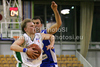 Teemu Rannikko (no.9) of Union Olimpija (L) attacking and passing by Miha Zalokar (no.6) of Helios Domzale (R) during match of 6th round of UPC Telemach Basketball League between KK Union Olimpija, Ljubljana, Slovenia and Helios Domzale, Slovenia. Match ended with victory of Helios Domzale, who defeated Union Olimpija with 82:87. Match between KK Union Olimpija and Helios Domzale was played in Tivoli Arena in Ljubljana, Slovenia on 14. April 2007.
