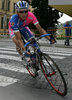 Tadej Valjavec of Lampre-Fondital riding through streets of Kranj, Slovenia during road cycling race Around Kranj 2007. Race in lenght of  87.5km (25 laps) in Kranj, Slovenia was held on 3rd of April 2007.

