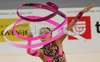 Aliya Yussupova of Kazakhstan performing during her exercise with ribbon in Rhythmic gymnastics World Cup 2007. 9th Slovene Challenge Tournament in Rhythmic gymnastics and World Cup in Rhythmic gymnastics was held in Ljubljana, Slovenia on 26th of August 2007.
