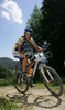 Lenart Noc of Ganesha riding during Slovene Men Elite National Championships in Cross country mountain biking. XC MTB National Championship was held in period of extreme heat where temperatures reached up to +35c, in Kamnik, Slovenia on 22nd of July 2007.
