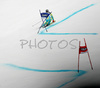 Bernard Vajdic of Slovenia skiing in first run of Men Alpine skiing giant slalom FIS World Cup in Kranjska Gora, Slovenia. Men giant slalom FIS Alpine skiing World Cup was held on 3rd of March 2007 in Kranjska Gora, Slovenia.
